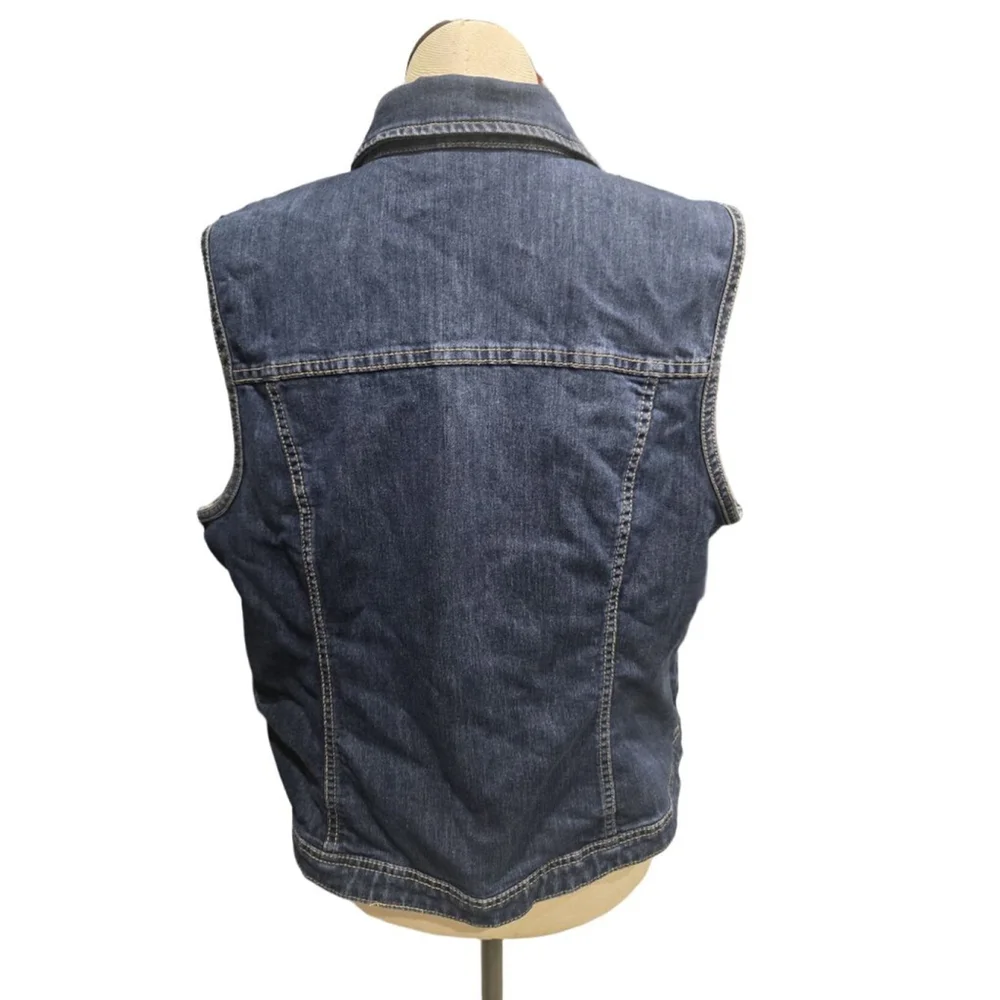 Women's CJ Banks Blue Denim Vest Plus Size 1X - Picture 3 of 6